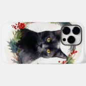 Zwarte Kat Kerstkrans Feestelijke Kitten Case-Mate iPhone Case (Achterkant (horizontaal))