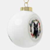 Zwarte Kat Kerstkrans Feestelijke Kitten Keramische Bal Ornament (Links)