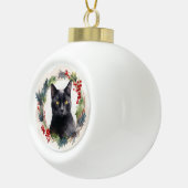 Zwarte Kat Kerstkrans Feestelijke Kitten Keramische Bal Ornament (Rechts)