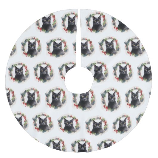 Zwarte Kat Kerstkrans Feestelijke Kitten Kerstboom Rok (Voorkant)
