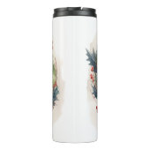 Zwarte Kat Kerstkrans Feestelijke Kitten Thermosbeker (Achterkant)