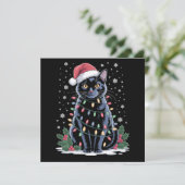 Zwarte Kat Kerstman Hoed Grappige Meowy Katten Feestdagenkaart (Staand voorkant)