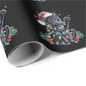Zwarte Kat Kerstman Hoed Meowy Kerstvakantie Cadeaupapier (Rol Hoek)