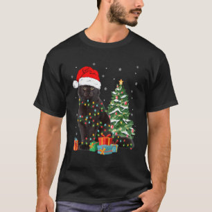 Zwarte Kat Kerstman Verward In Kerstverlichting Ke T-shirt