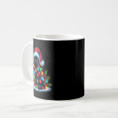 Zwarte Kat Kerstmis Kerstman Hoed Grappige Meowing Koffiemok (Voorkant links)