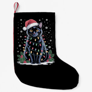 Zwarte Kat Kerstmis Kerstman Hoed Grappige Meowy K Kleine Kerstsok