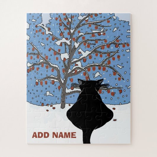 Zwarte kat kerststijl legpuzzel (Verticaal)