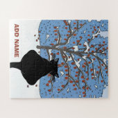 Zwarte kat kerststijl legpuzzel (Horizontaal)