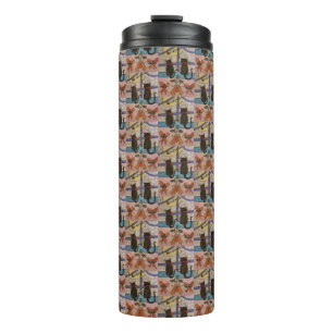 Zwarte kat-kerstthermisch tumbler thermosbeker