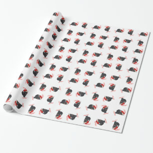 Zwarte Kat Kerstvakantie Cadeaupapier