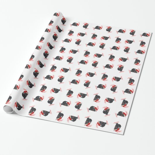 Zwarte Kat Kerstvakantie Cadeaupapier (Uitgerold)