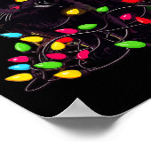 Zwarte Kat Kerstverlichting Grappige Kat Lover Xma Poster (Hoek)