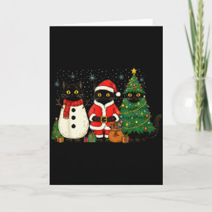 Zwarte Kat Kerstverlichting Rendier Kerstman Meowy Kaart