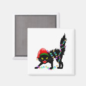 Zwarte kat kerstverlichting Square Magnet (Voorkant / Achterkant)