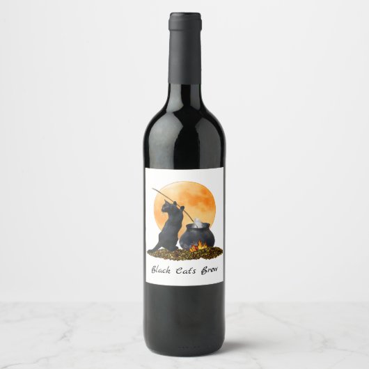 Zwarte Kat Ketel Wijnlabels Wijn Etiket (Voorkant)