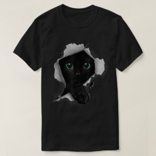 Zwarte Kat Kijk Door Design T-shirt