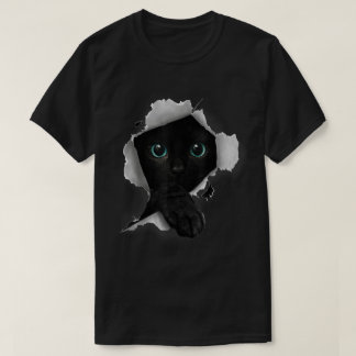 Zwarte Kat Kijk Door Design T-shirt