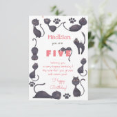 Zwarte kat kinder gelukkige verjaardag kaart (Staand voorkant)