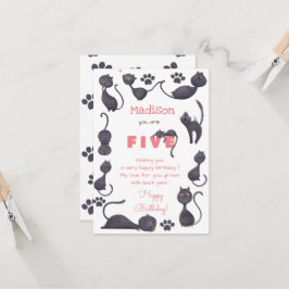 Zwarte kat kinder gelukkige verjaardag kaart