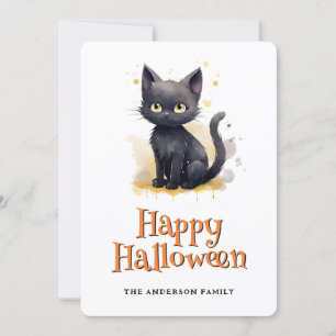 Zwarte Kat Kinder Happy Halloween Kaart