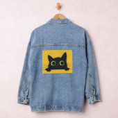Zwarte kat kitten grote ogen art Denim Jean Jacket (Hangar)
