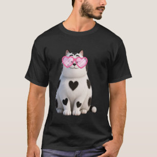 Zwarte Kat Kitten Kawaii Liefhebber Hart Bril Vale T-shirt