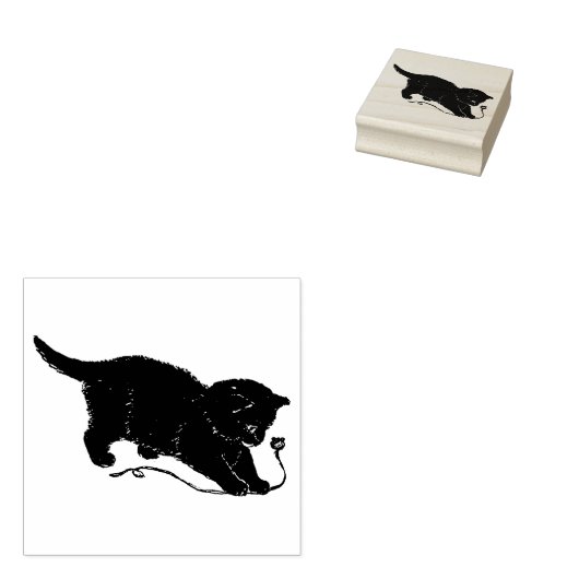  zwarte kat kitten rubberstempel (Gestempeld)