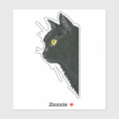 Zwarte Kat Kitty Gezicht Spieden Sticker (Vel)