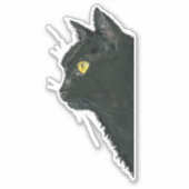 Zwarte Kat Kitty Gezicht Spieden Sticker (Voorkant)