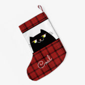 Zwarte kat kleine kerstsok (Achterkant (Hangend))