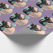 Zwarte kat kleurrijk cadeaupapier (Hoek)