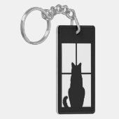 Zwarte Kat Klik om de optie voor vensterkleur aan Sleutelhanger (Voorkant Links)