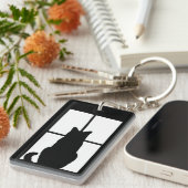 Zwarte Kat Klik om de optie voor vensterkleur aan Sleutelhanger (Voorkant Rechts)