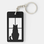 Zwarte Kat Klik om de optie voor vensterkleur aan Sleutelhanger (achterkant)