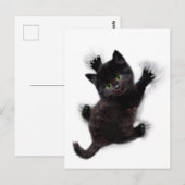 Zwarte kat klimmen op menselijke rug briefkaart (Voorkant / Achterkant)