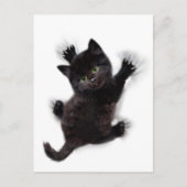 Zwarte kat klimmen op menselijke rug briefkaart (Voorkant)