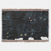 Zwarte Kat Knuffel Stapels Poezen Schattig Deken (Voorkant)