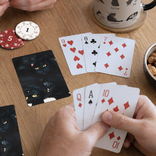 Zwarte Kat Knuffel Stapels Poezen Schattig Pokerkaarten
