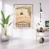Zwarte Kat Knus Bed Illustratie Poster