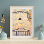 Zwarte Kat Knus Bed Illustratie Poster