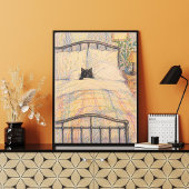 Zwarte Kat Knus Bed Illustratie Poster