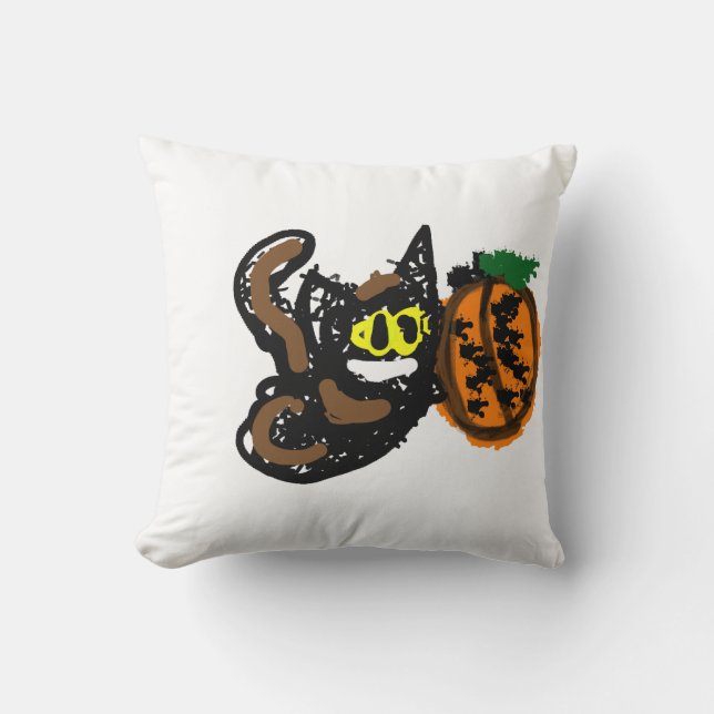 Zwarte Kat koele pompoen pad  Kussen (Voorkant)