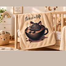 Zwarte Kat Koffie Babydeken – Knuffelbare Kattenli