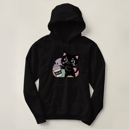 Zwarte kat koffie (Decaf) Hoodie (Design voorkant)