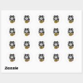 Zwarte Kat Koffie Illustratie Ronde Sticker (Vel)
