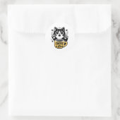 Zwarte Kat Koffie Illustratie Ronde Sticker (Tas)