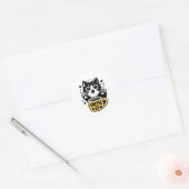 Zwarte Kat Koffie Illustratie Ronde Sticker (Envelop)