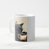 Zwarte Kat Koffie Kunst Mok - Uniek Pet Lover Gift (Voorkant links)