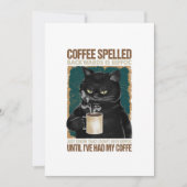  zwarte kat koffie met ruggegraat save the date (Voorkant)