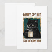 zwarte kat koffie met ruggegraat save the date (Voorkant / Achterkant)